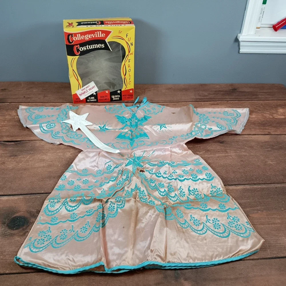 Collegeville Fairy Princess Costume Kids Small 4-6 Pink Vintage Good With Wand